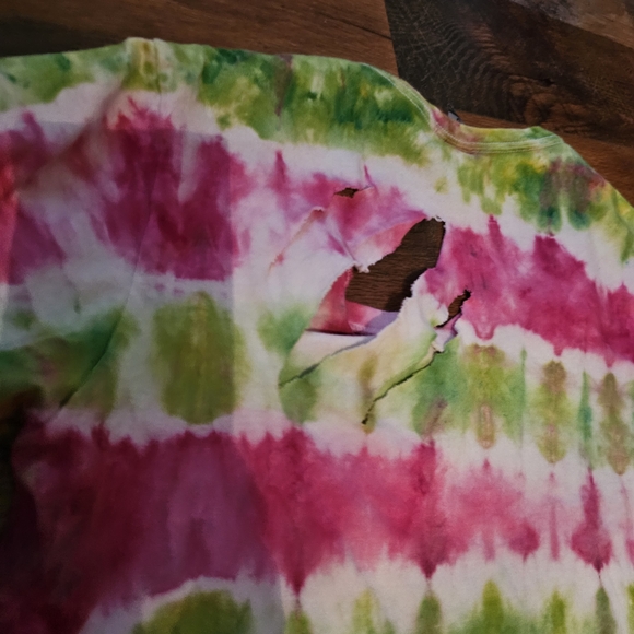 Gildan Pink and Green Tie-Dye Short Sleeve Tee - Picture 7 of 7